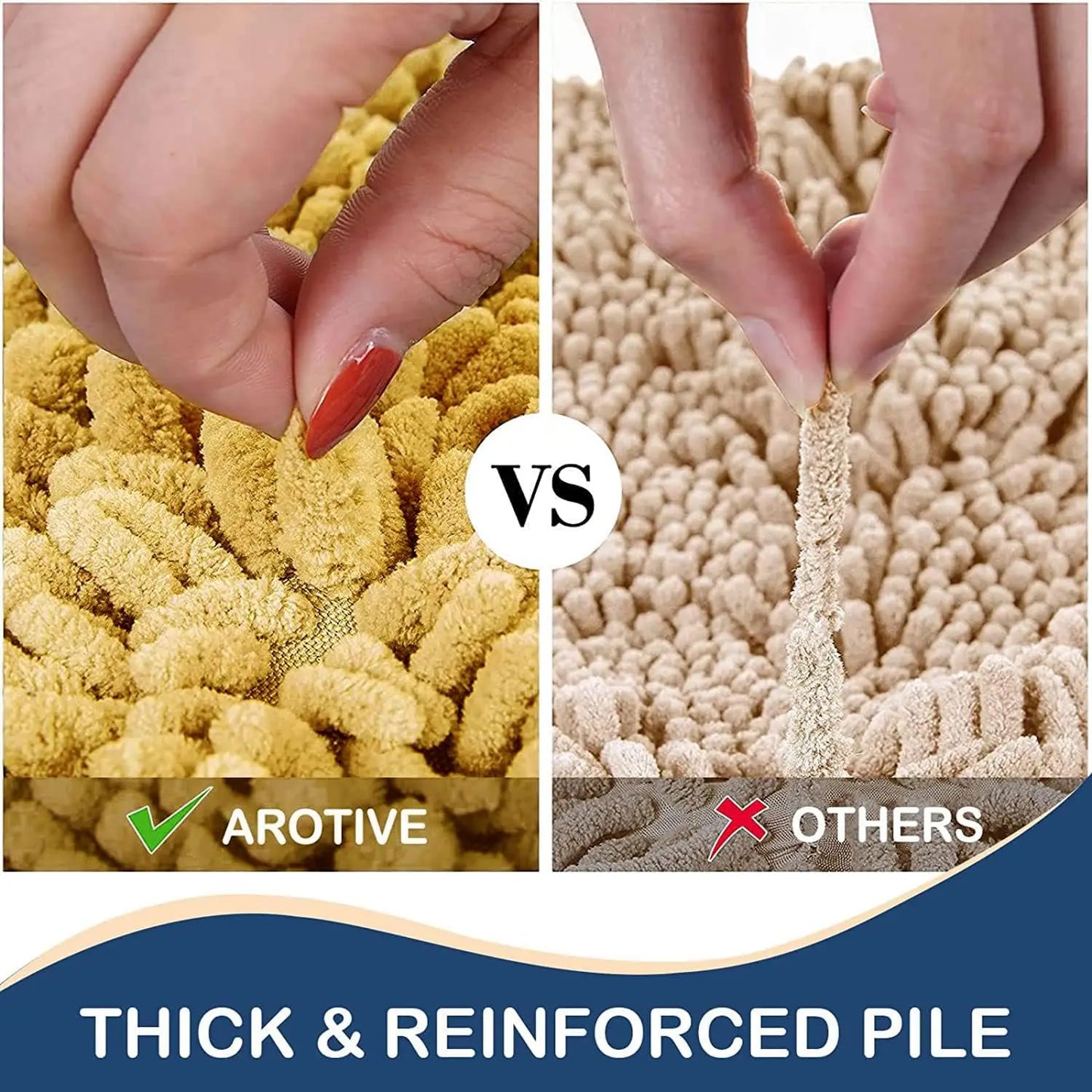 Kitinjoy Chenille Bathroom Mats Extra Thick Absorbent  Non-Slip Bath Rugs Machine Wash Plush Carpet Living Room Luxry Floor Mats