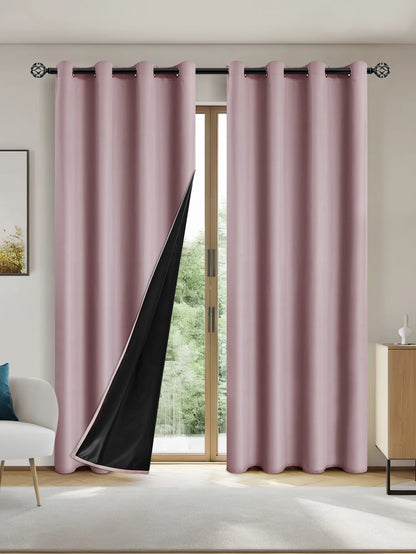 1panel Solid 100% Blackout Curtains with Grommets, Total Privacy Drapes for Bedroom, Living Room, Home Decor