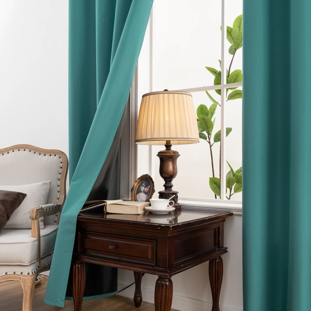 2pcs Modern 100% Blackout Curtain with Coated Lining, Curains for Bedroom, Living Room, Dining Room, Bathroom, Home Decor