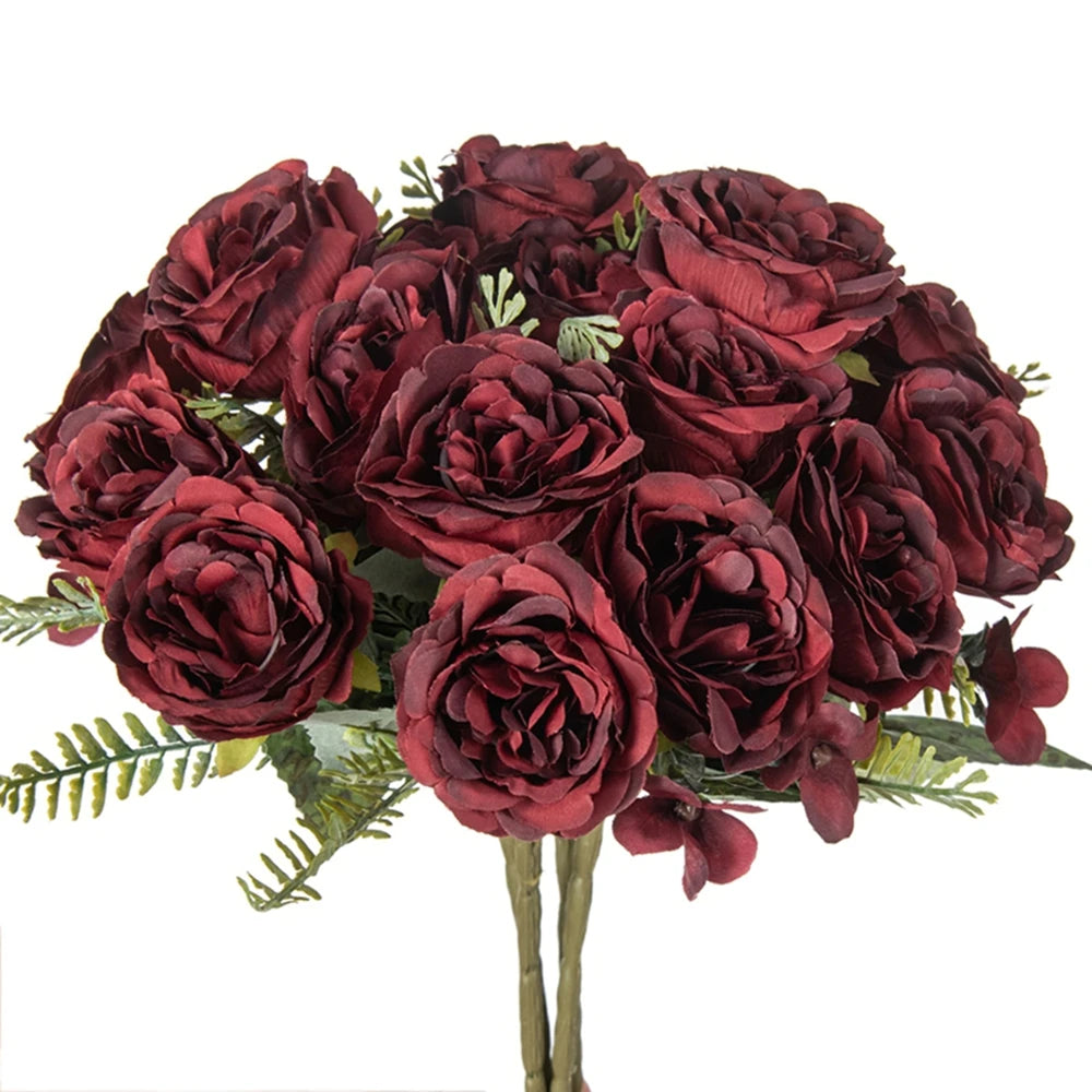 1/3PCS Artificial Flowers Vase Home Room Table Decoration Festival Wedding Bridal Bouquet Outdoor Garden Diy Gift Box Silk Peony