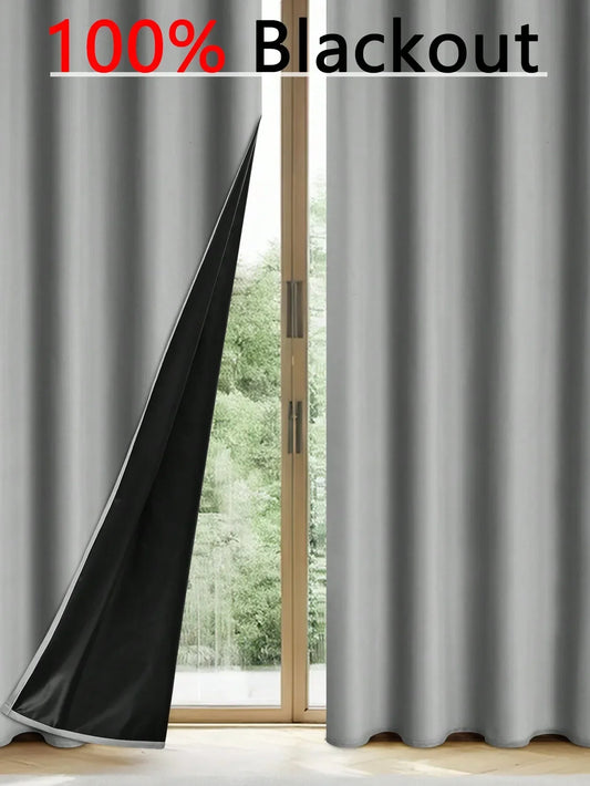 1panel Solid 100% Blackout Curtains with Grommets, Total Privacy Drapes for Bedroom, Living Room, Home Decor
