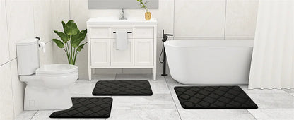 Olanly Silicone Bath Mat Non-Slip Shower Bathroom Rug Memory Foam Carpet Soft Foot Mat Stone Floor Super Absorbent Quick Dry Rug