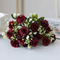 1PC 15 Head 5 Fork Silk Rose Wedding bridal Bouquet Christmas Wreath Vase Decoration Home bonsai DIY Scrapbook Artificial Flower