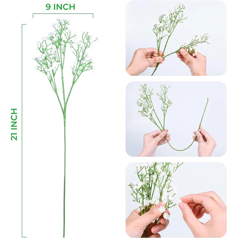 1Pcs 108Heads 63cm Babies Breath Artificial Flowers Plastic Gypsophila DIY Floral Bouquets For Handmade Wedding Party Home Decor