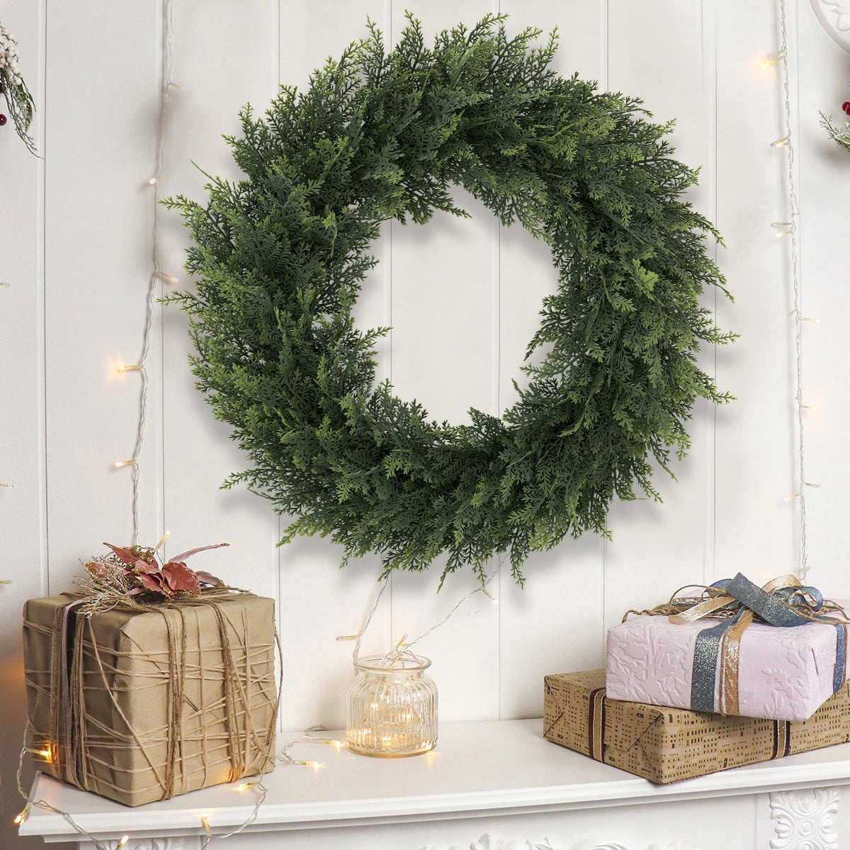 SIA FLOWER Cedar Artificial Flower Ring PE Material Cedar Grass Ring Artificial Plants Garden Decor Home Decor