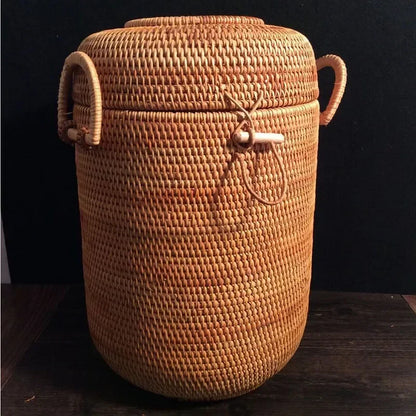 Multifunction Hand Woven Rattan Storage Basket Rattan Organizadores for Sundries Jewelry Tea Ornaments Food Storage Container