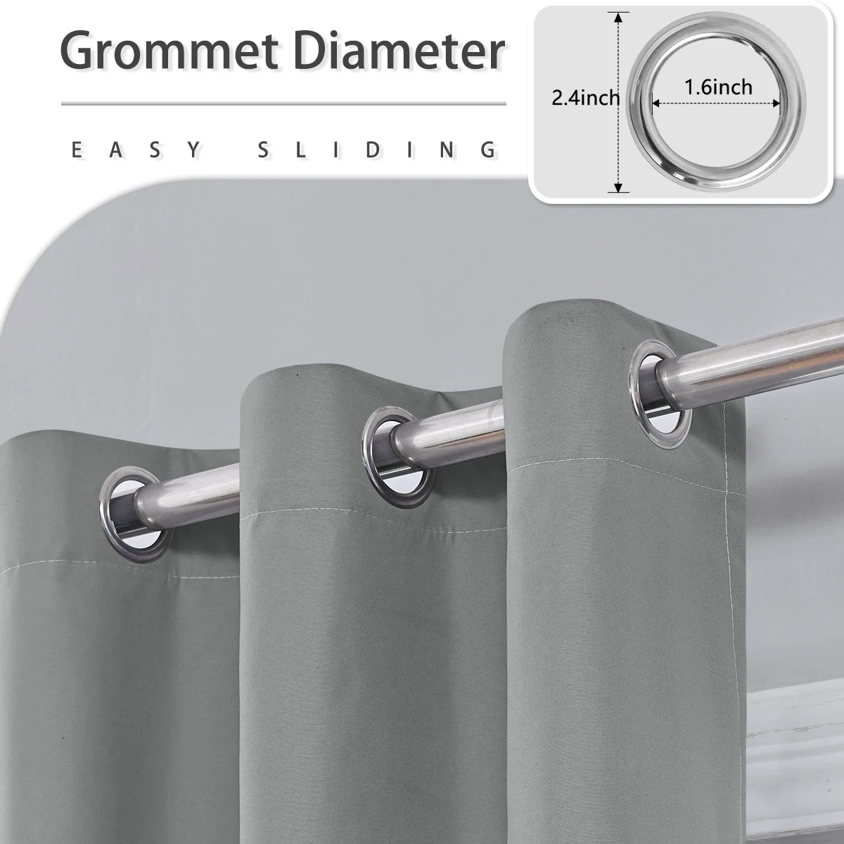 1panel Solid 100% Blackout Curtains with Grommets, Total Privacy Drapes for Bedroom, Living Room, Home Decor