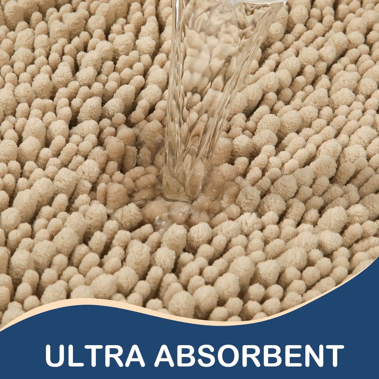 Kitinjoy Chenille Bathroom Mats Extra Thick Absorbent  Non-Slip Bath Rugs Machine Wash Plush Carpet Living Room Luxry Floor Mats