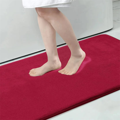 Olanly Silicone Bath Mat Non-Slip Shower Bathroom Rug Memory Foam Carpet Soft Foot Mat Stone Floor Super Absorbent Quick Dry Rug