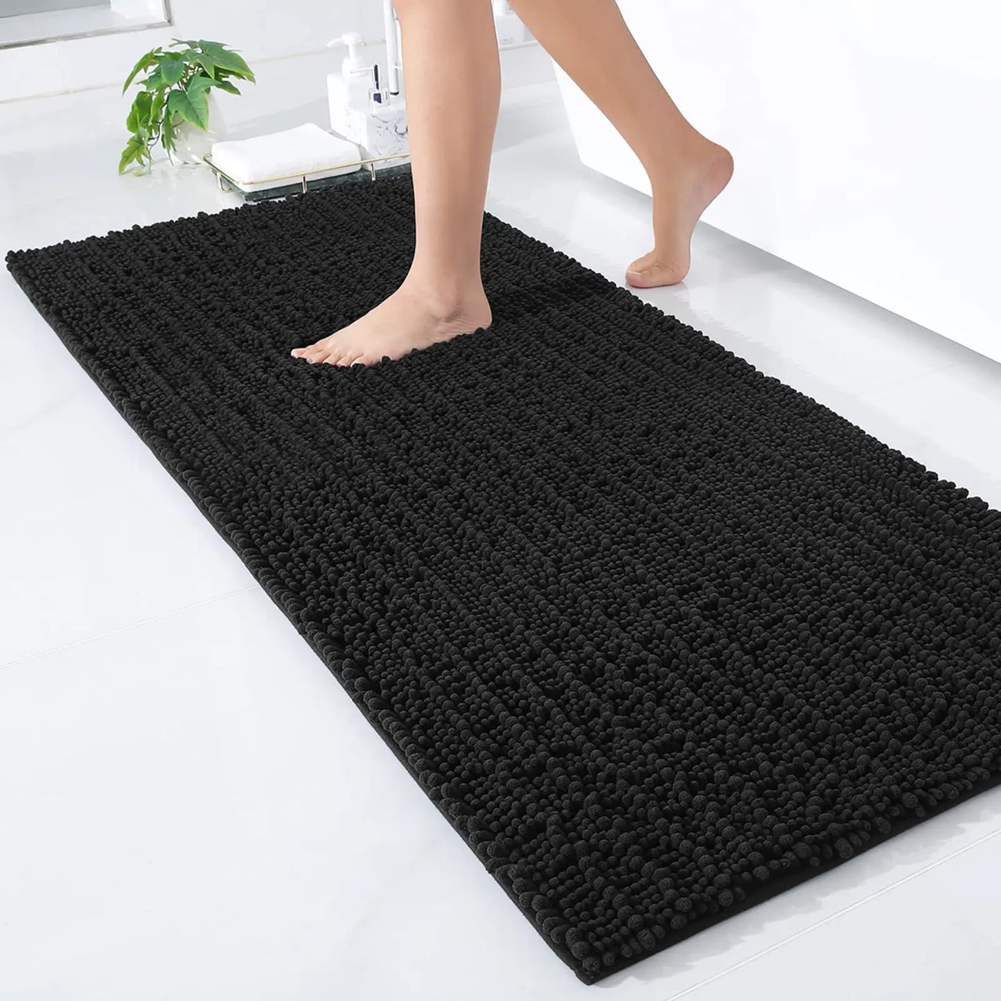 Kitinjoy Chenille Bathroom Mats Extra Thick Absorbent  Non-Slip Bath Rugs Machine Wash Plush Carpet Living Room Luxry Floor Mats