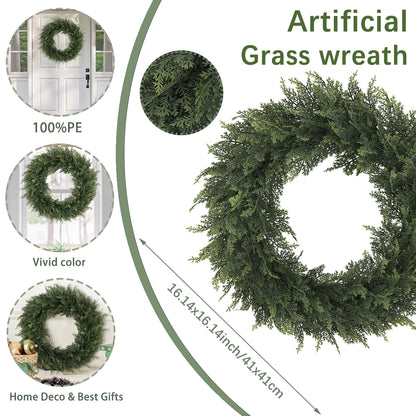 SIA FLOWER Cedar Artificial Flower Ring PE Material Cedar Grass Ring Artificial Plants Garden Decor Home Decor