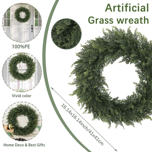 SIA FLOWER Cedar Artificial Flower Ring PE Material Cedar Grass Ring Artificial Plants Garden Decor Home Decor