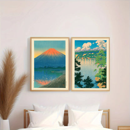 Japan Hasui Kawase Tree-lined Road Canvas Prints Asian Art Sunrise and Sunset Wall Art Posters for Modern Living Room Home Decor