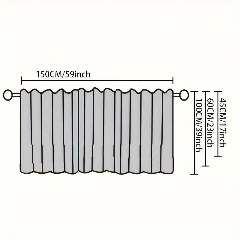 Beige Circular Patterned Hanging Tassel Short Curtain, Lace Short Curtain, Living Room, Bedroom, Kitchen Cabinet Cover Curtain