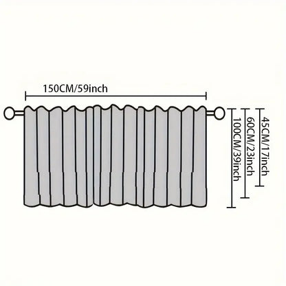 Beige Circular Patterned Hanging Tassel Short Curtain, Lace Short Curtain, Living Room, Bedroom, Kitchen Cabinet Cover Curtain