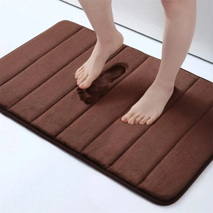 Olanly Silicone Bath Mat Non-Slip Shower Bathroom Rug Memory Foam Carpet Soft Foot Mat Stone Floor Super Absorbent Quick Dry Rug