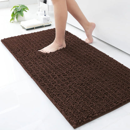 Kitinjoy Chenille Bathroom Mats Extra Thick Absorbent  Non-Slip Bath Rugs Machine Wash Plush Carpet Living Room Luxry Floor Mats