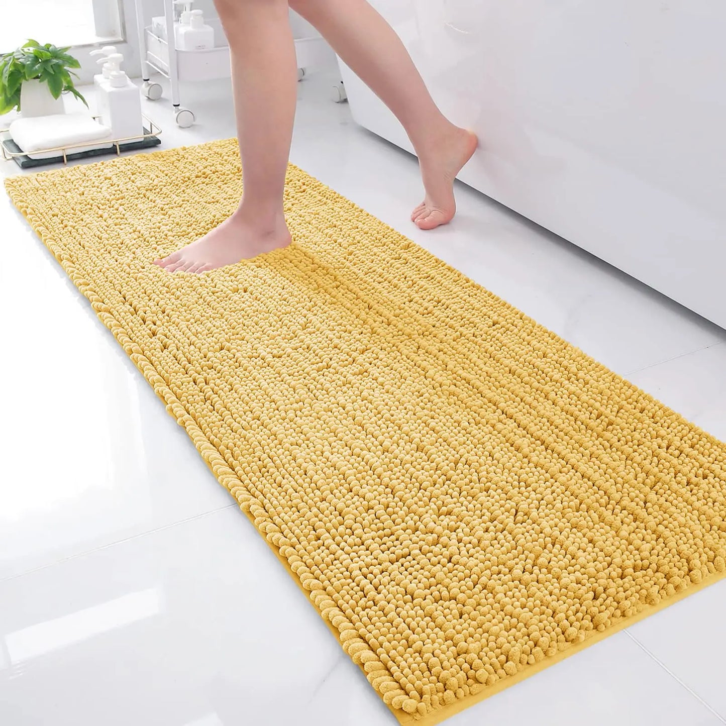 Kitinjoy Chenille Bathroom Mats Extra Thick Absorbent  Non-Slip Bath Rugs Machine Wash Plush Carpet Living Room Luxry Floor Mats