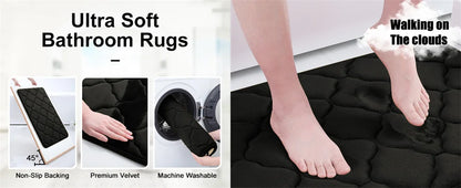 Olanly Silicone Bath Mat Non-Slip Shower Bathroom Rug Memory Foam Carpet Soft Foot Mat Stone Floor Super Absorbent Quick Dry Rug