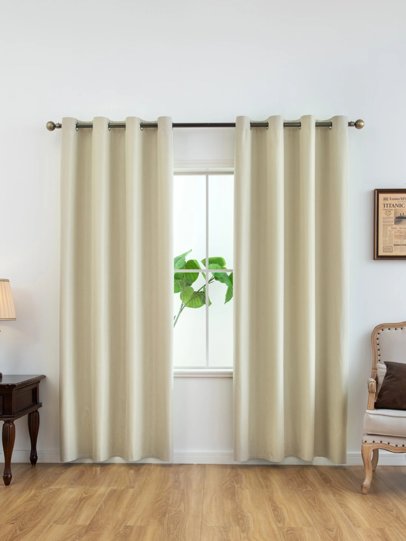 1panel Solid 100% Blackout Curtains with Grommets, Total Privacy Drapes for Bedroom, Living Room, Home Decor
