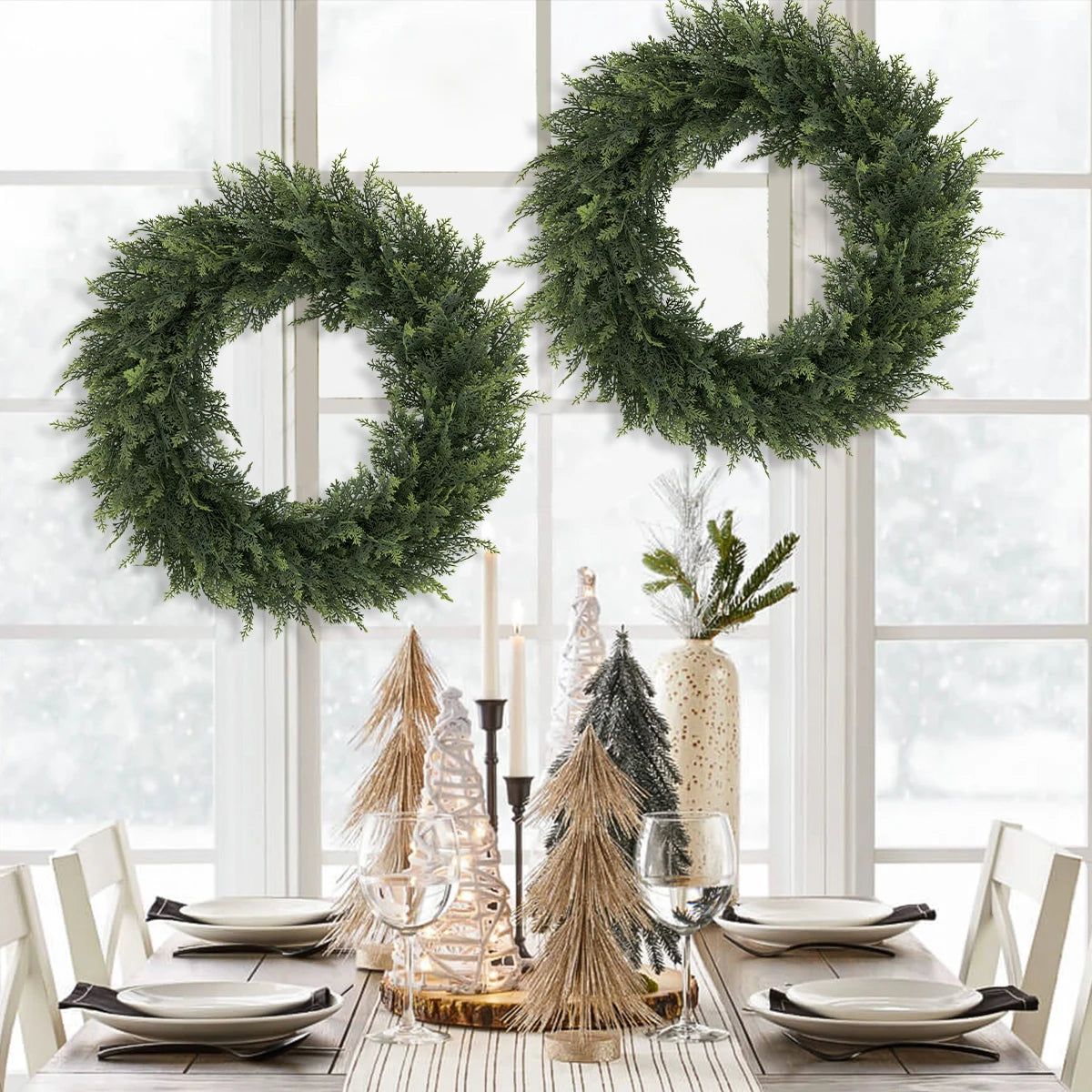 SIA FLOWER Cedar Artificial Flower Ring PE Material Cedar Grass Ring Artificial Plants Garden Decor Home Decor