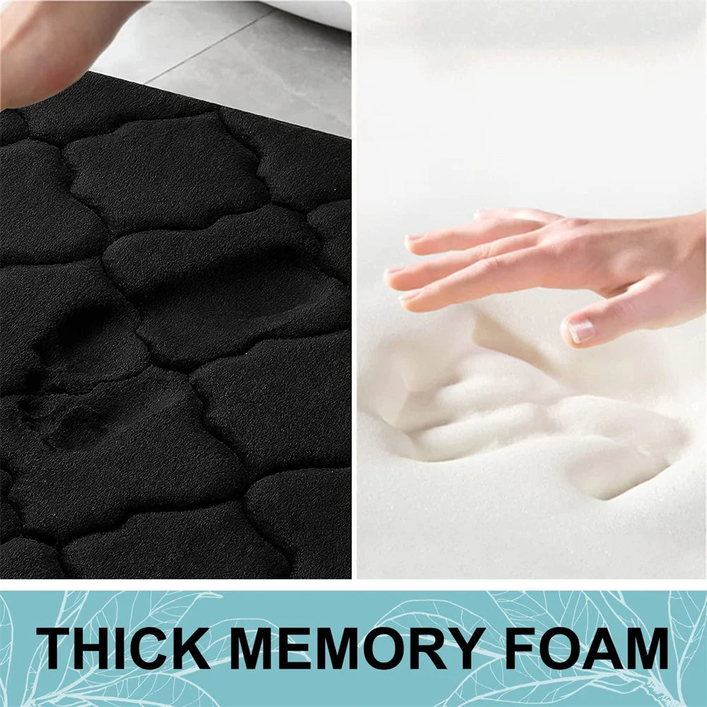 Olanly Silicone Bath Mat Non-Slip Shower Bathroom Rug Memory Foam Carpet Soft Foot Mat Stone Floor Super Absorbent Quick Dry Rug