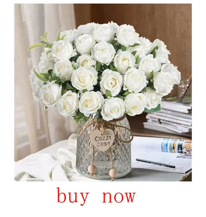Artificial Flowers Silk Hydrangea Vase for Home Decoration Accessories Wedding Decorative Fake Plants Christmas Garland Material