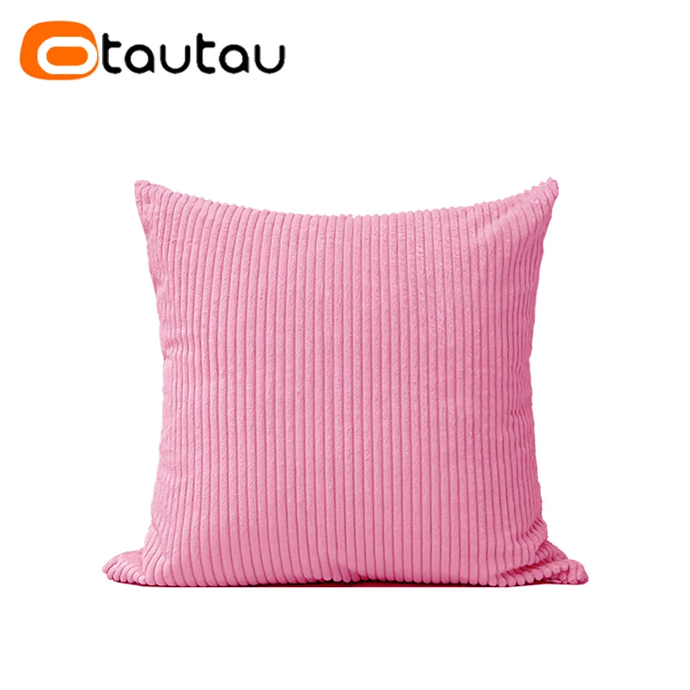 OTAUTAU Cotton Corduroy Cushion Cover Without Insert Throw Pillowcase 30x50/40x40/45x45/50x50/55x50/60x60cm KD024