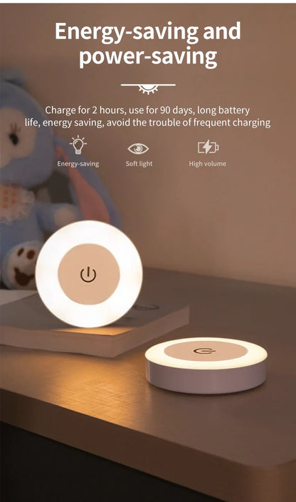 Round Led Wall Lamp Rechargeable Night Light with Touch Switch Dimmable Magnetic Book Light for Reading Bedroom Cabinet Closet