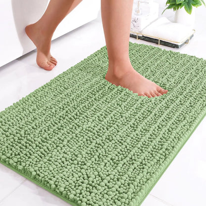 Kitinjoy Chenille Bathroom Mats Extra Thick Absorbent  Non-Slip Bath Rugs Machine Wash Plush Carpet Living Room Luxry Floor Mats