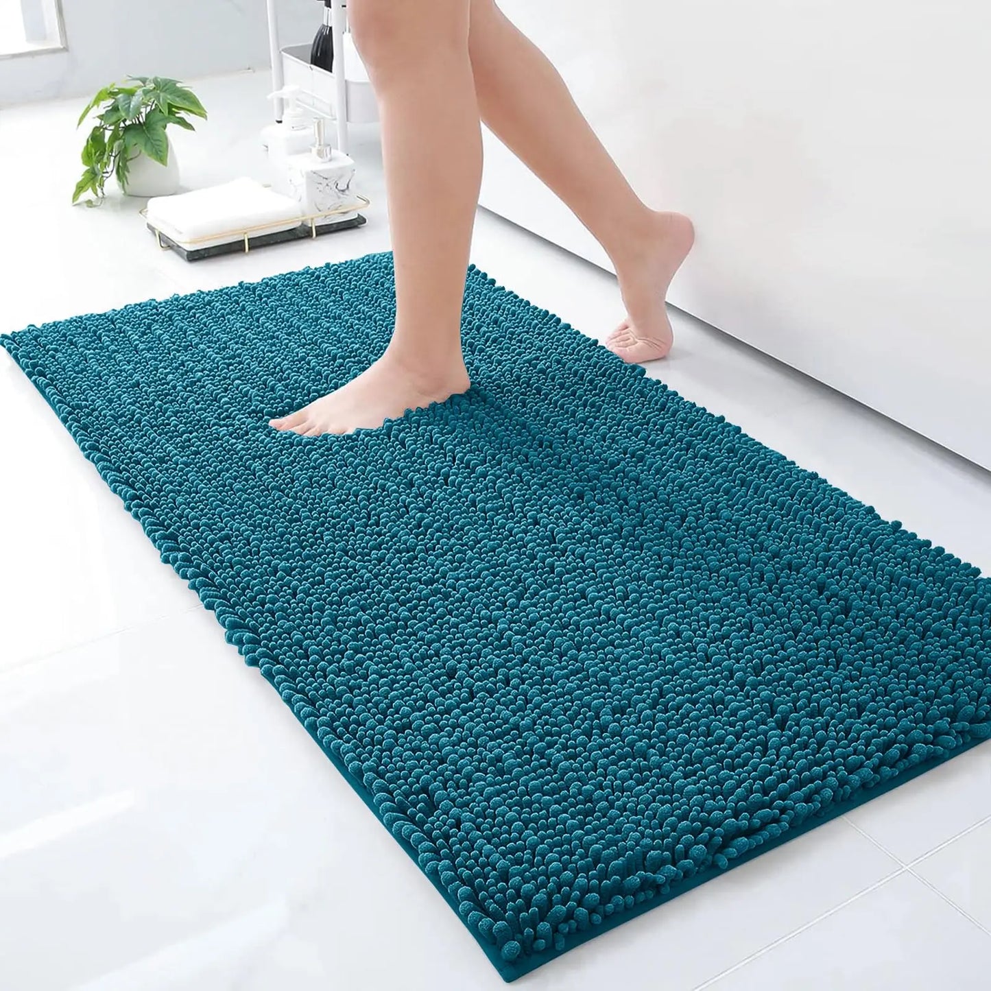 Kitinjoy Chenille Bathroom Mats Extra Thick Absorbent  Non-Slip Bath Rugs Machine Wash Plush Carpet Living Room Luxry Floor Mats