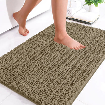 Kitinjoy Chenille Bathroom Mats Extra Thick Absorbent  Non-Slip Bath Rugs Machine Wash Plush Carpet Living Room Luxry Floor Mats