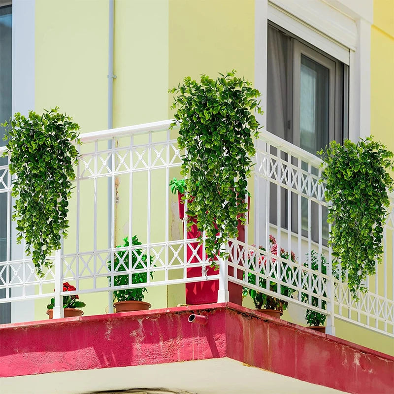 Artificial Hanging Plants Faux Eucalyptus Leaf Greenery Vine Outdoor UV Resistant Plastic Plants for DIY Home Wedding Decoration