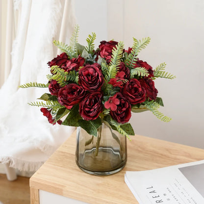1/3PCS Artificial Flowers Vase Home Room Table Decoration Festival Wedding Bridal Bouquet Outdoor Garden Diy Gift Box Silk Peony