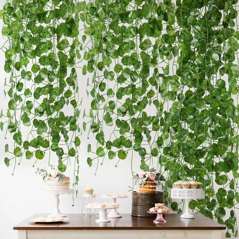 2/4/8/10M Artificial Ivy Leaves Garland Hanging Vines Fake Plants Outdoor Greenery Wall Decor Festival Garden Home Party Decor