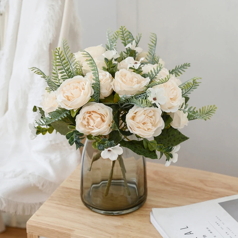 1/3PCS Artificial Flowers Vase Home Room Table Decoration Festival Wedding Bridal Bouquet Outdoor Garden Diy Gift Box Silk Peony