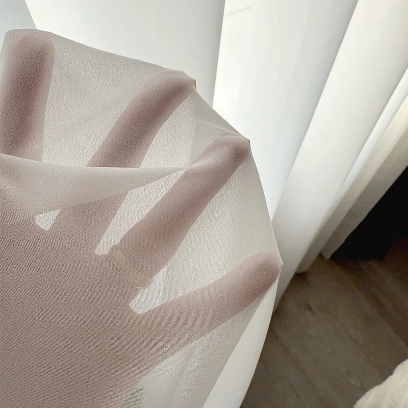 Asazal Solid White Tulle Luxurious Chiffon Sheer Window Curtains For Living Room Modern Voile Organza Drapes Bedroom Decoration