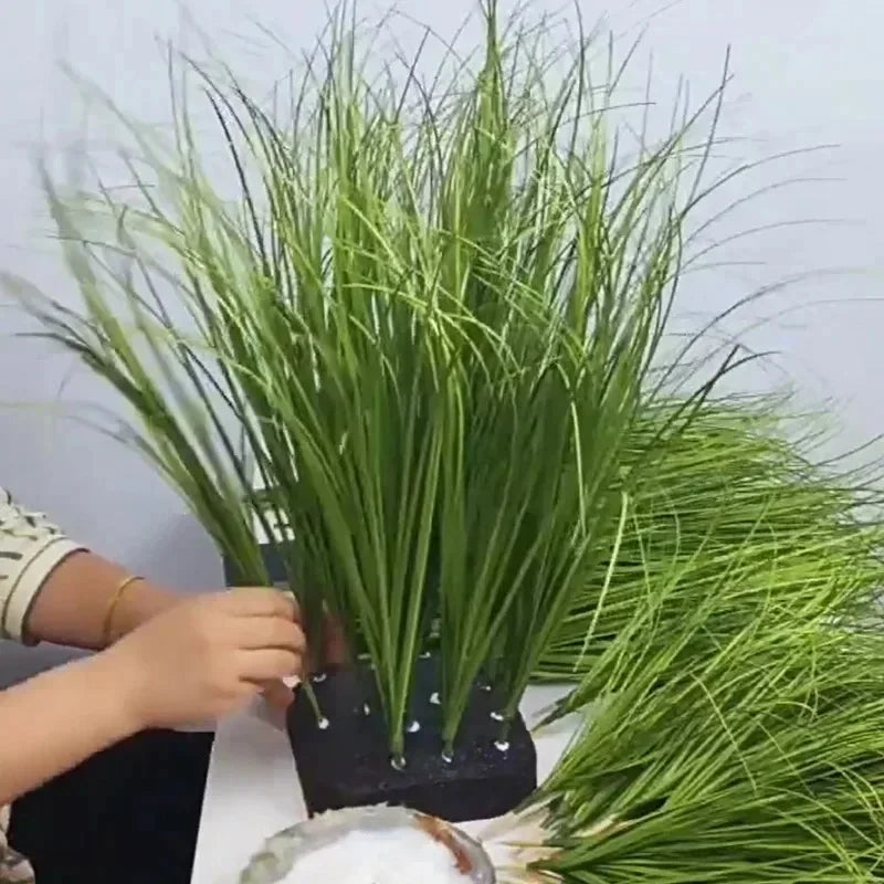 Simulated Small Grass Bushes for Decorating Fake Grasslands Simulating Reeds Onion Grass and Fake Green Plants Home Decoration