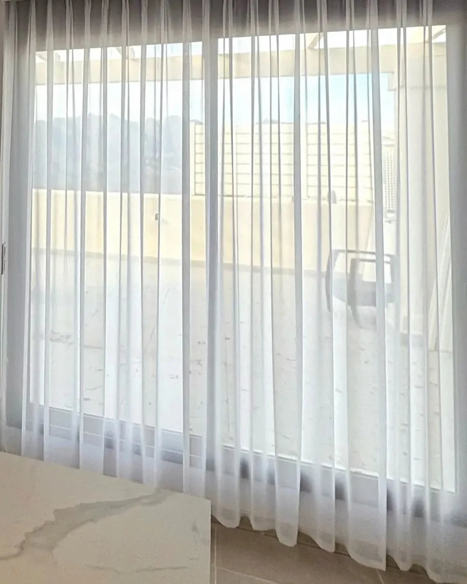 Asazal Solid White Tulle Luxurious Chiffon Sheer Window Curtains For Living Room Modern Voile Organza Drapes Bedroom Decoration