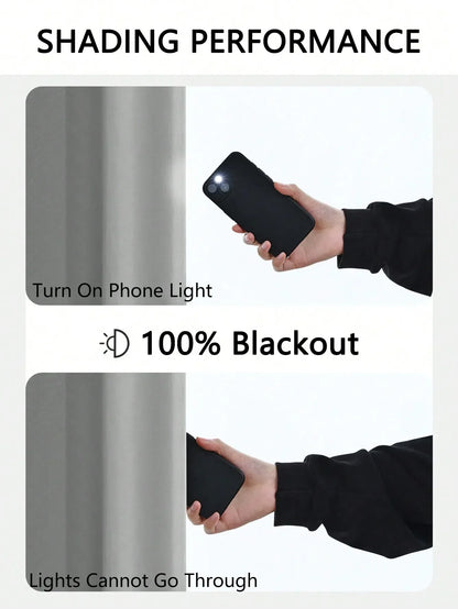 1panel Solid 100% Blackout Curtains with Grommets, Total Privacy Drapes for Bedroom, Living Room, Home Decor