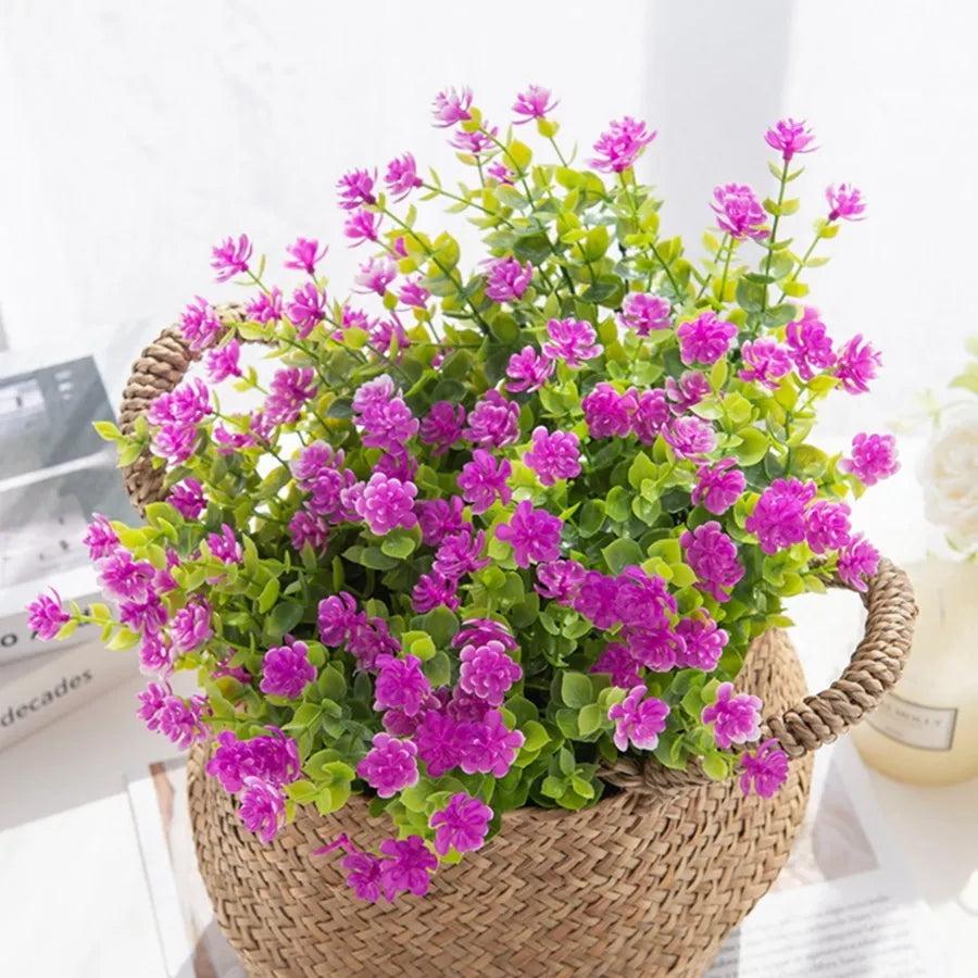 1 PC Artificial Plastic Flowers Fake Eucalyptus Plant Wedding Arch Wreath Home RoomOrnamental Flowerpot Festival Scrapbook Decor