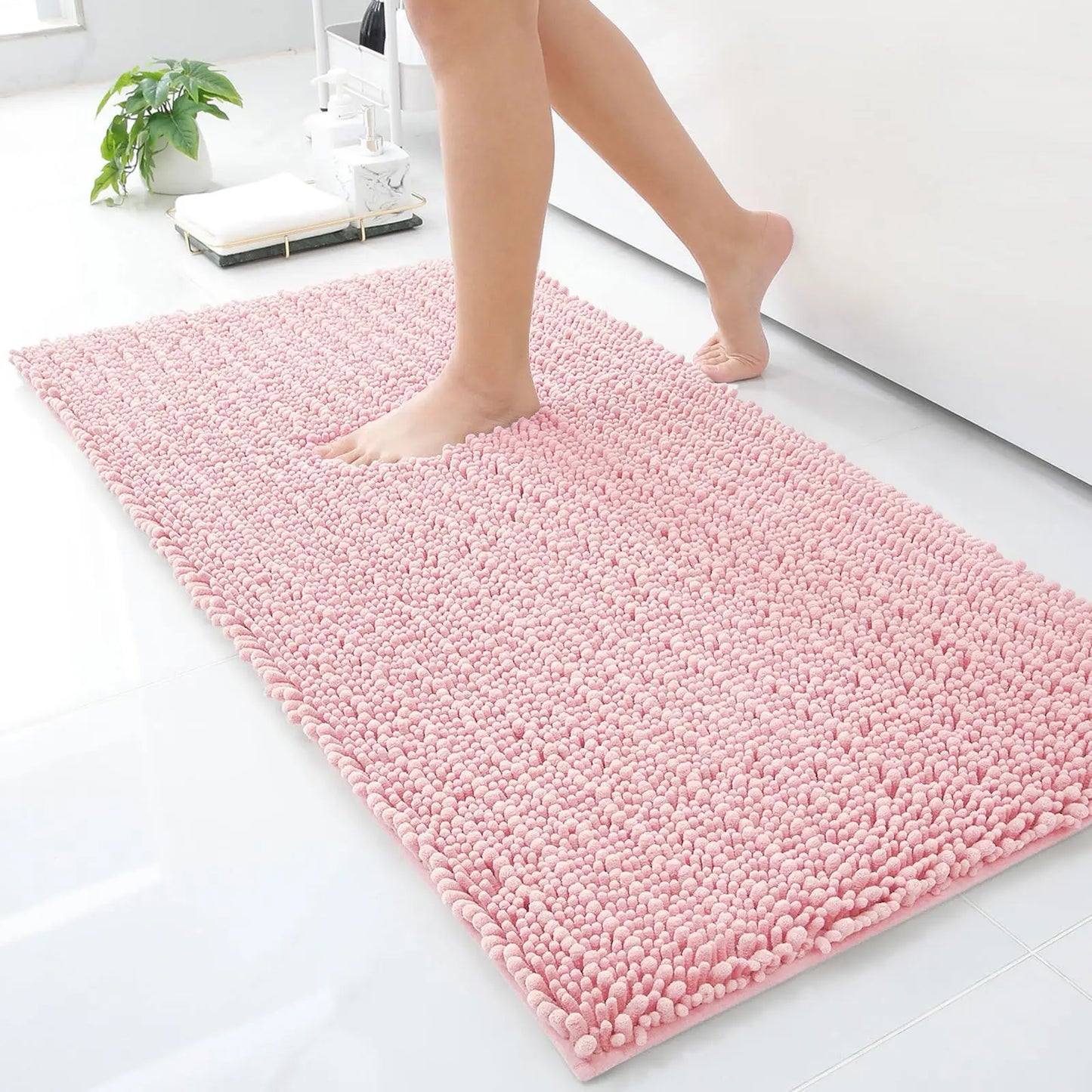 Kitinjoy Chenille Bathroom Mats Extra Thick Absorbent  Non-Slip Bath Rugs Machine Wash Plush Carpet Living Room Luxry Floor Mats