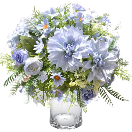 1PC Artificial Rose Flowers Wedding Home Bedroom Decor Bridal Bouquet Garden Fake Silk Dahlia Hydrangeas Vase for Board Outdoors