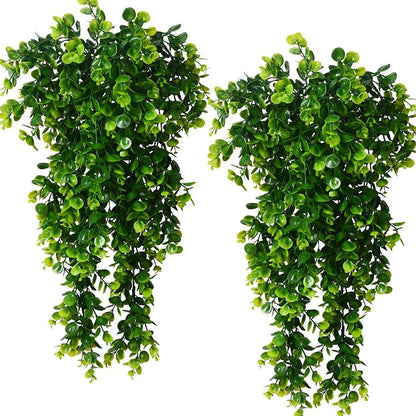 Artificial Hanging Plants Faux Eucalyptus Leaf Greenery Vine Outdoor UV Resistant Plastic Plants for DIY Home Wedding Decoration