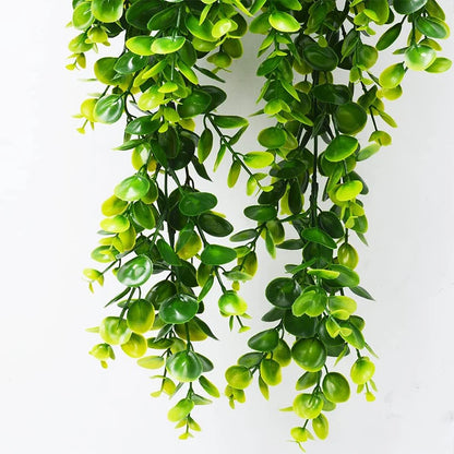 Artificial Hanging Plants Faux Eucalyptus Leaf Greenery Vine Outdoor UV Resistant Plastic Plants for DIY Home Wedding Decoration