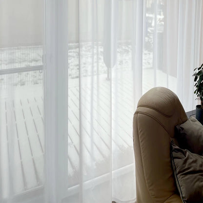 Asazal Solid White Tulle Luxurious Chiffon Sheer Window Curtains For Living Room Modern Voile Organza Drapes Bedroom Decoration