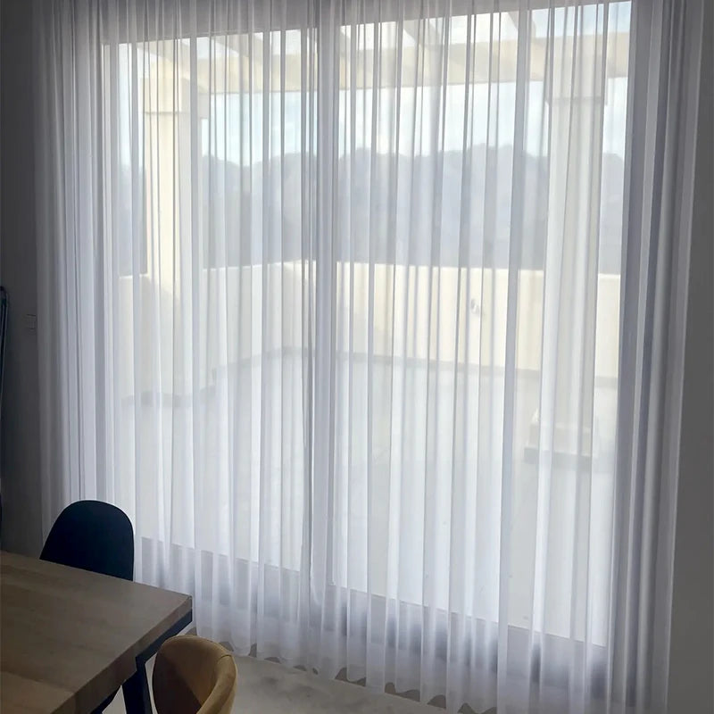 Asazal Solid White Tulle Luxurious Chiffon Sheer Window Curtains For Living Room Modern Voile Organza Drapes Bedroom Decoration