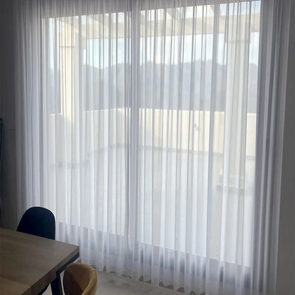 Asazal Solid White Tulle Luxurious Chiffon Sheer Window Curtains For Living Room Modern Voile Organza Drapes Bedroom Decoration