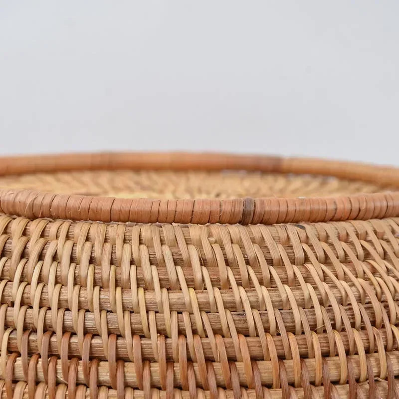 Multifunction Hand Woven Rattan Storage Basket Rattan Organizadores for Sundries Jewelry Tea Ornaments Food Storage Container