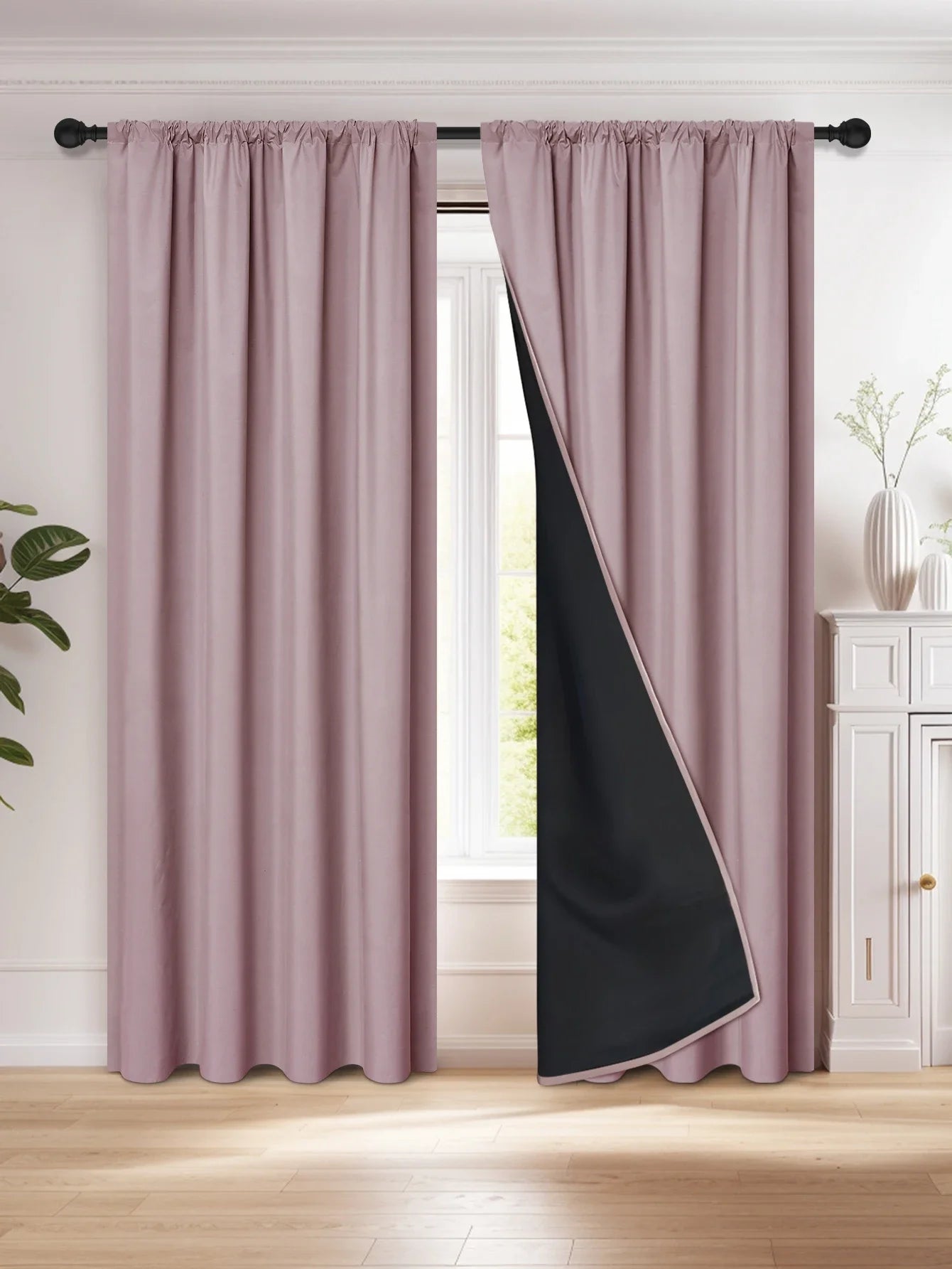 1pc 100% Blackout Curtain with Rod Pocket, Curtains for Living Room, Bedroom, Kitchen, Window Curtain, Drapes in Living Room